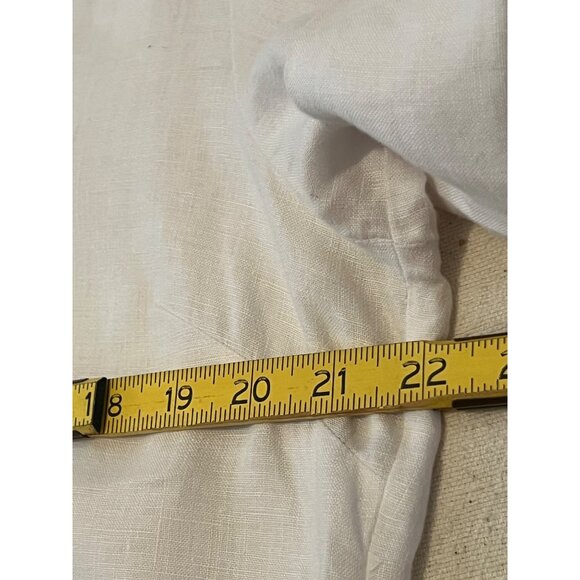 Coupe Collection 100% Linen White1/4 Buttoned Collared Blouse - Picture 12 of 16